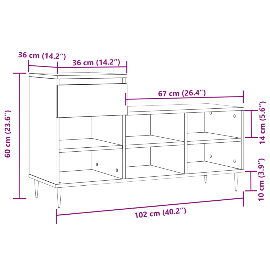 Schuhregal 102X36X60 Cm Holzwerkstoff Weiß