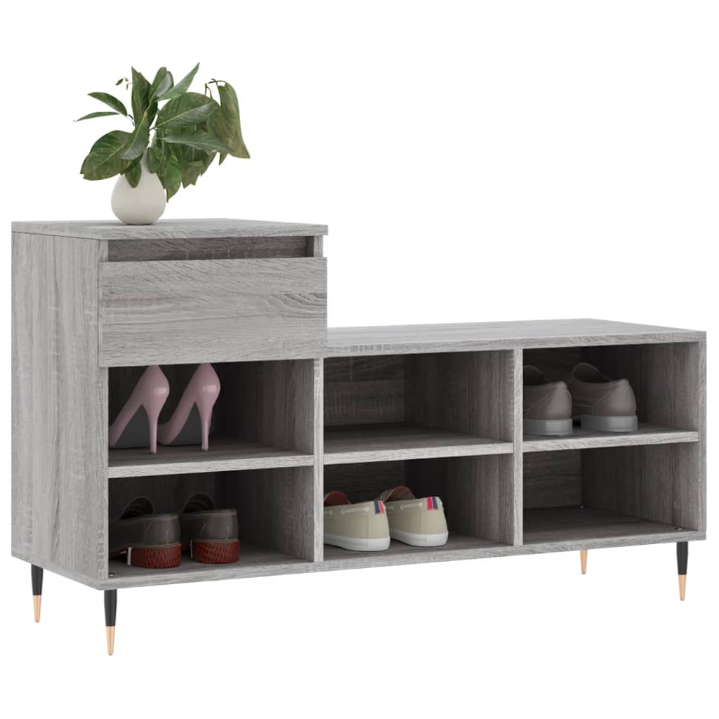 Schuhregal 102X36X60 Cm Holzwerkstoff Grau Sonoma