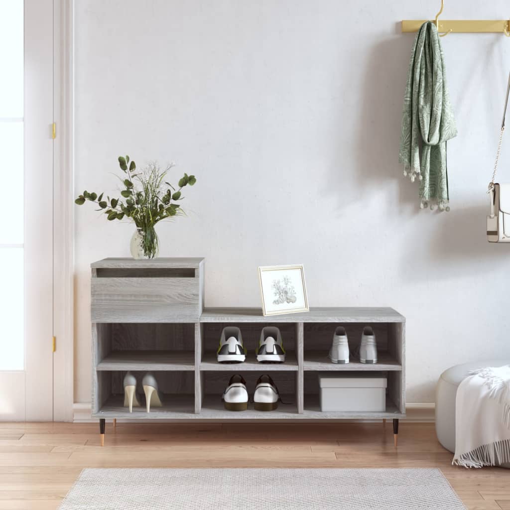 Schuhregal 102X36X60 Cm Holzwerkstoff Grau Sonoma