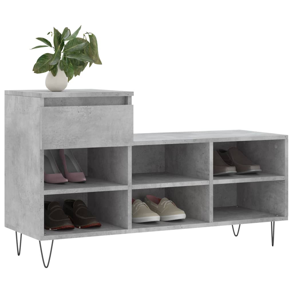 Schuhregal 102X36X60 Cm Holzwerkstoff Betongrau