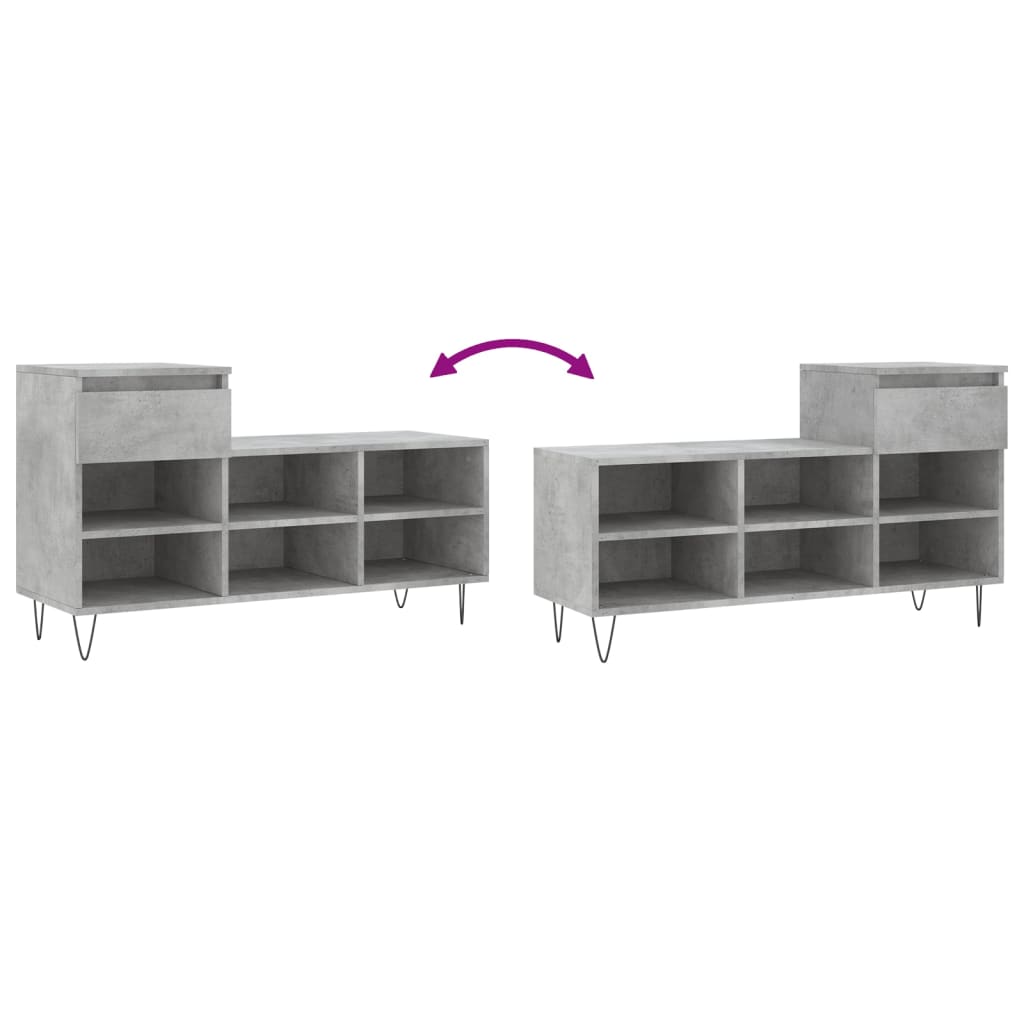 Schuhregal 102X36X60 Cm Holzwerkstoff Betongrau