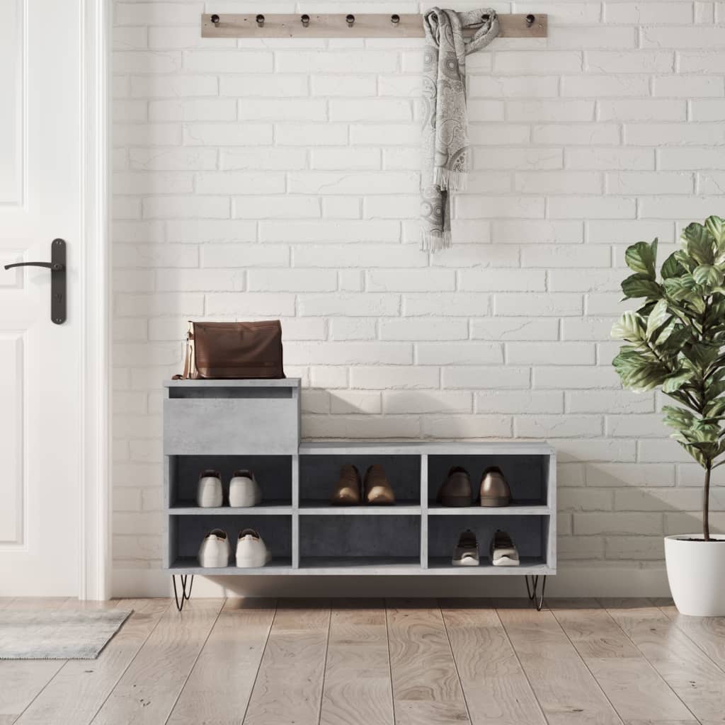 Schuhregal 102X36X60 Cm Holzwerkstoff Betongrau