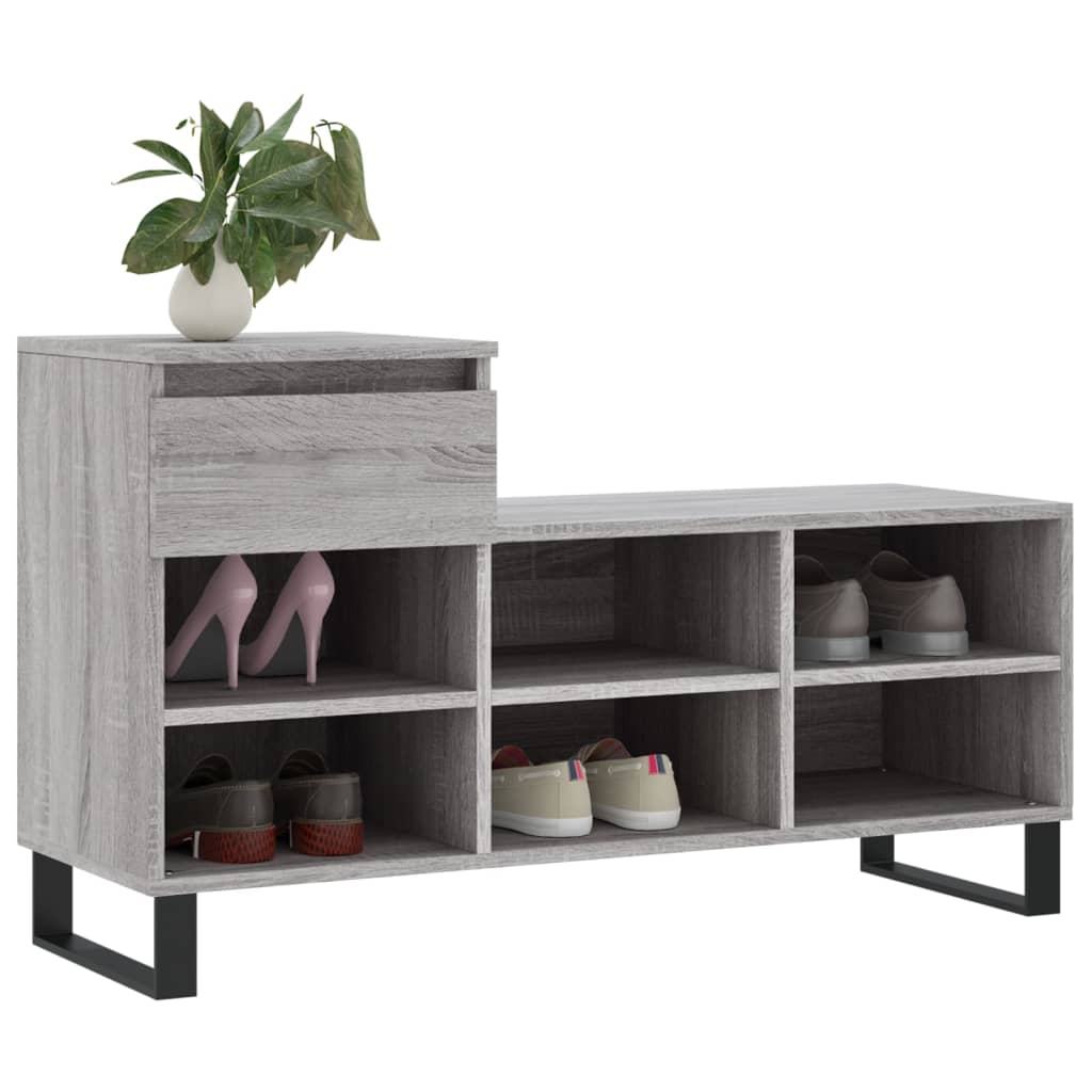 Schuhregal 102X36X60 Cm Holzwerkstoff Grau Sonoma
