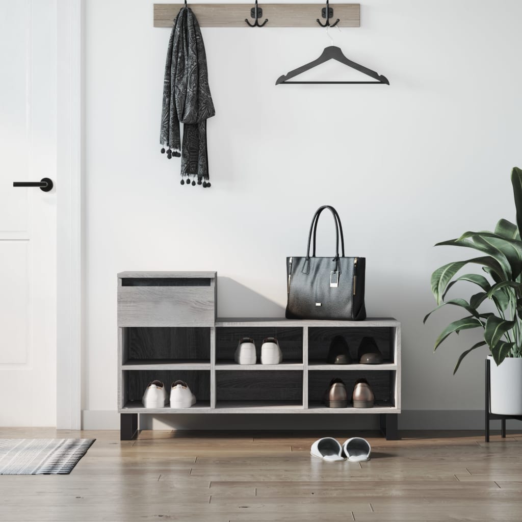 Schuhregal 102X36X60 Cm Holzwerkstoff Grau Sonoma