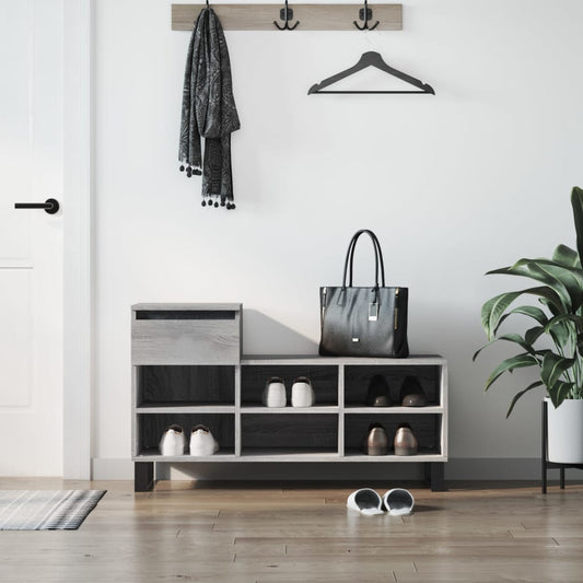 Schuhregal 102X36X60 Cm Holzwerkstoff Grau Sonoma