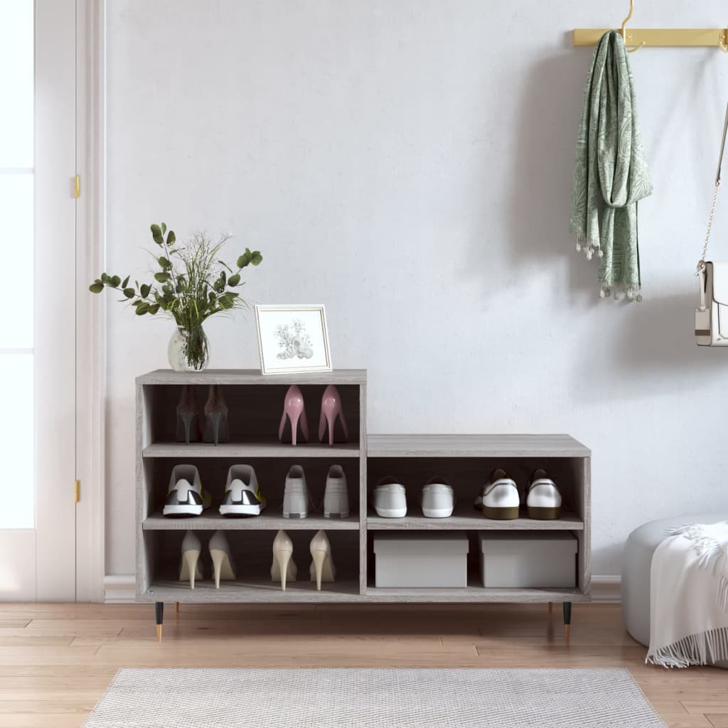 Schuhregal 102X36X60 Cm Holzwerkstoff Grau Sonoma