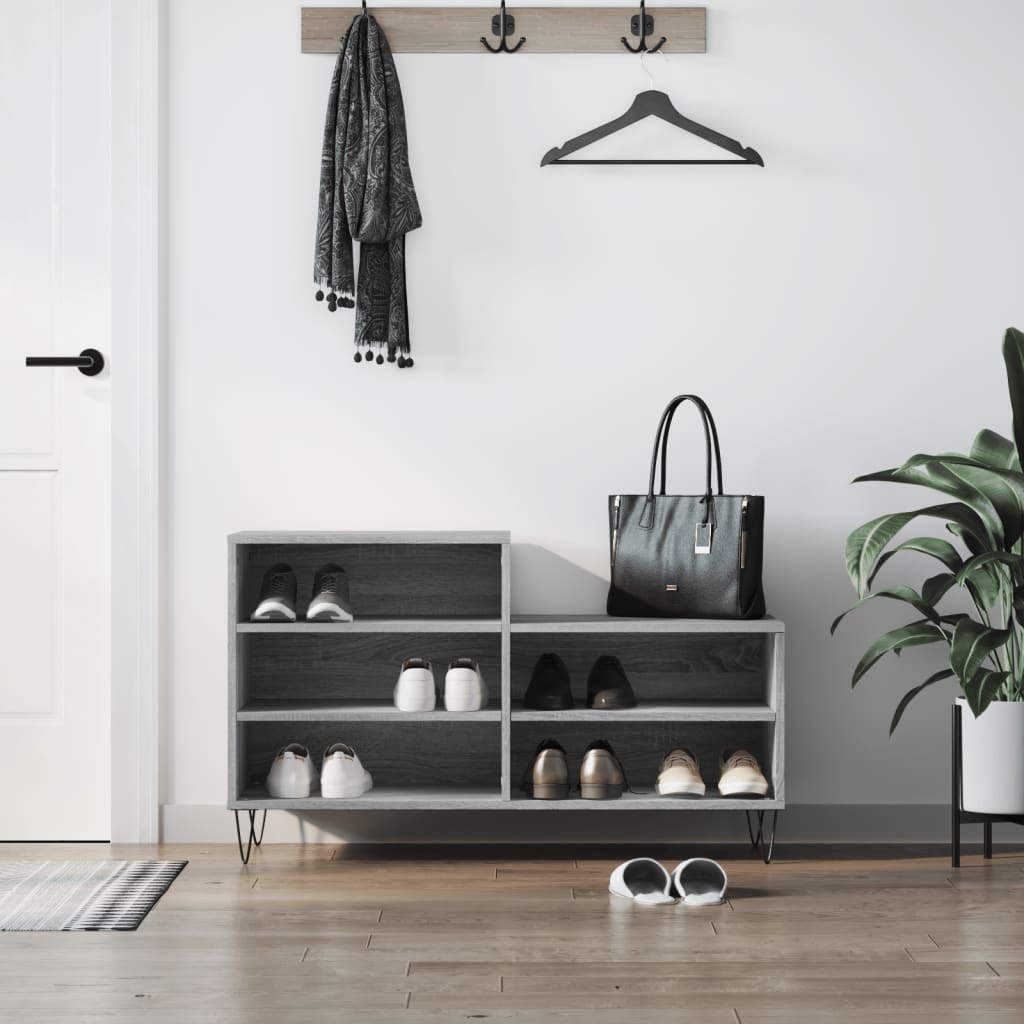 Schuhregal 102X36X60 Cm Holzwerkstoff Grau Sonoma