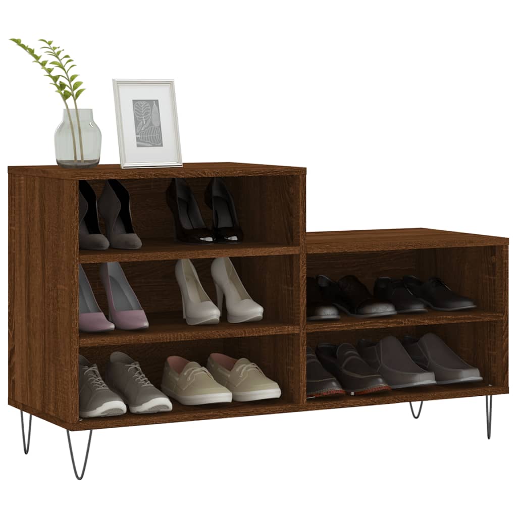 Schuhregal Braun Eichen-Optik 102X36X60 Cm Holzwerkstoff Braune Eiche