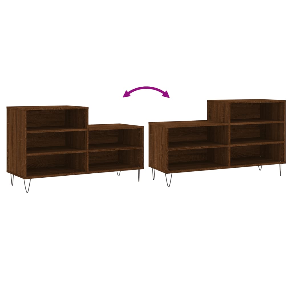Schuhregal Braun Eichen-Optik 102X36X60 Cm Holzwerkstoff Braune Eiche