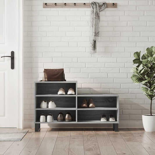 Schuhregal 102X36X60 Cm Holzwerkstoff Grau Sonoma