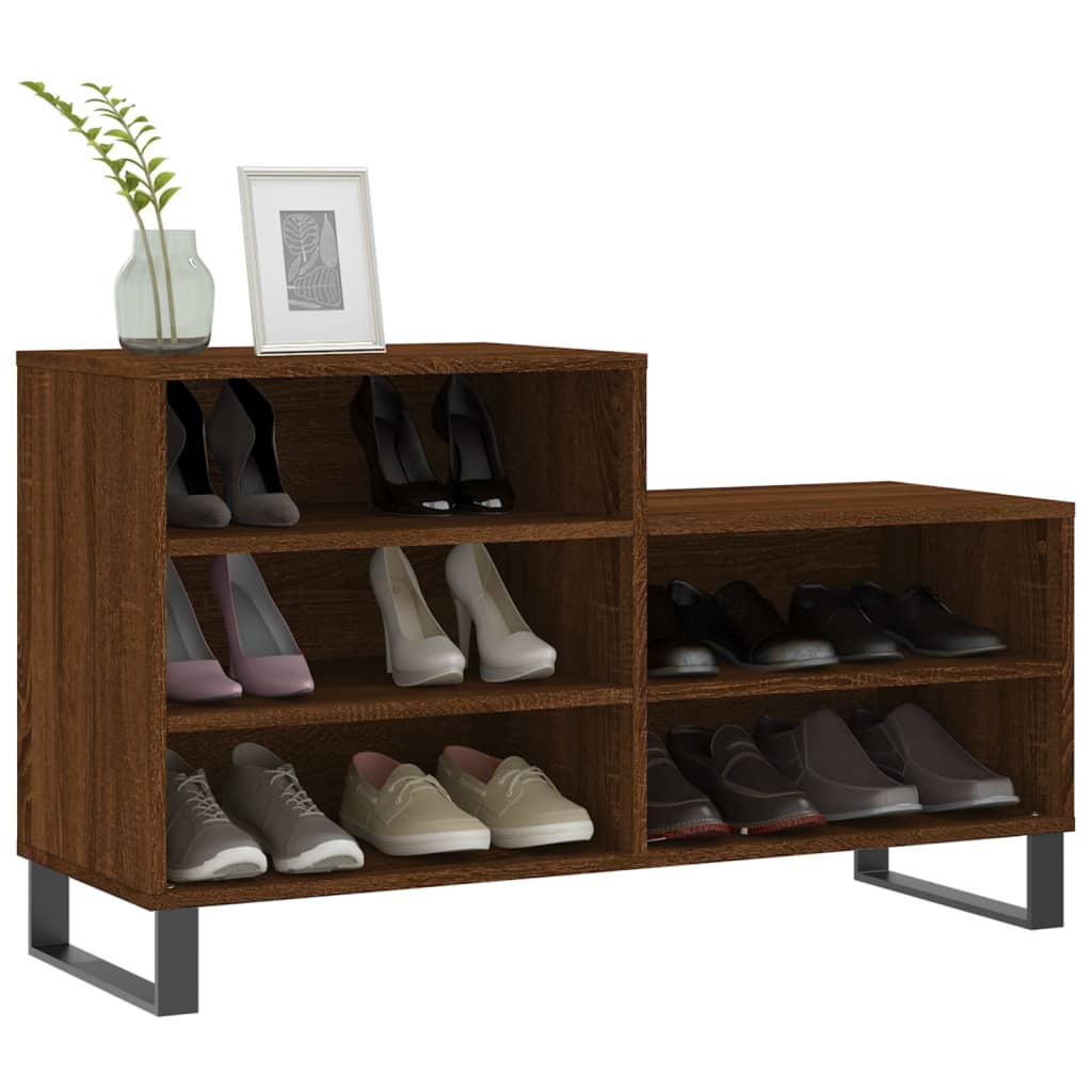 Schuhregal Braun Eichen-Optik 102X36X60 Cm Holzwerkstoff Braune Eiche