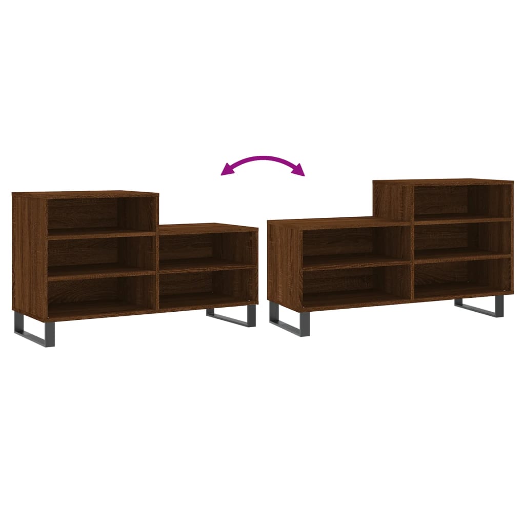 Schuhregal Braun Eichen-Optik 102X36X60 Cm Holzwerkstoff Braune Eiche