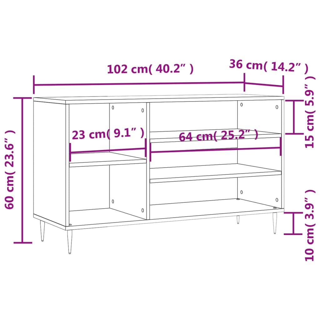 Schuhregal 102X36X60 Cm Holzwerkstoff Hochglanz-Weiß