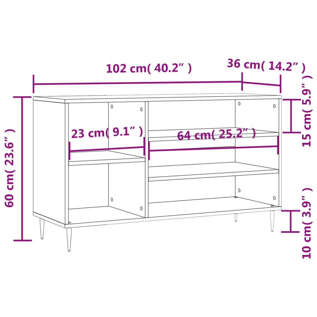 Schuhregal 102X36X60 Cm Holzwerkstoff Betongrau