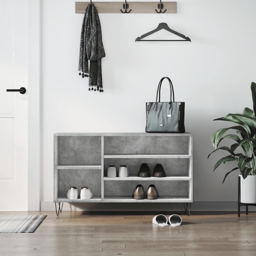 Schuhregal 102X36X60 Cm Holzwerkstoff Betongrau