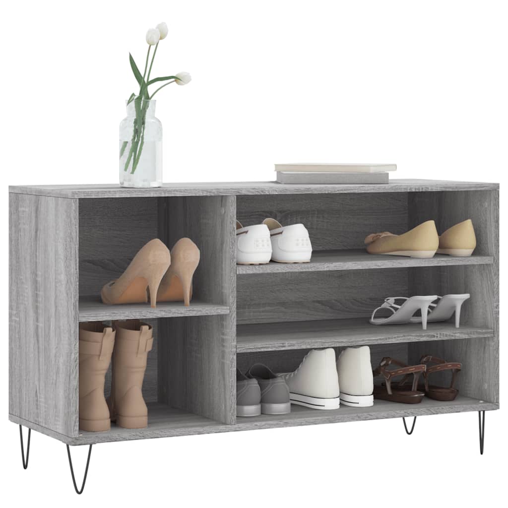 Schuhregal 102X36X60 Cm Holzwerkstoff Grau Sonoma
