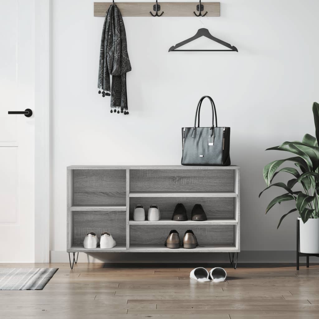 Schuhregal 102X36X60 Cm Holzwerkstoff Grau Sonoma