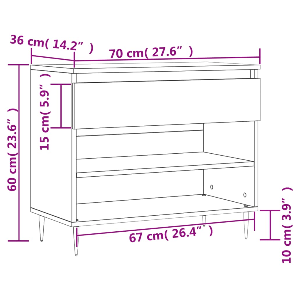 Schuhregal 70X36X60 Cm Holzwerkstoff Weiß