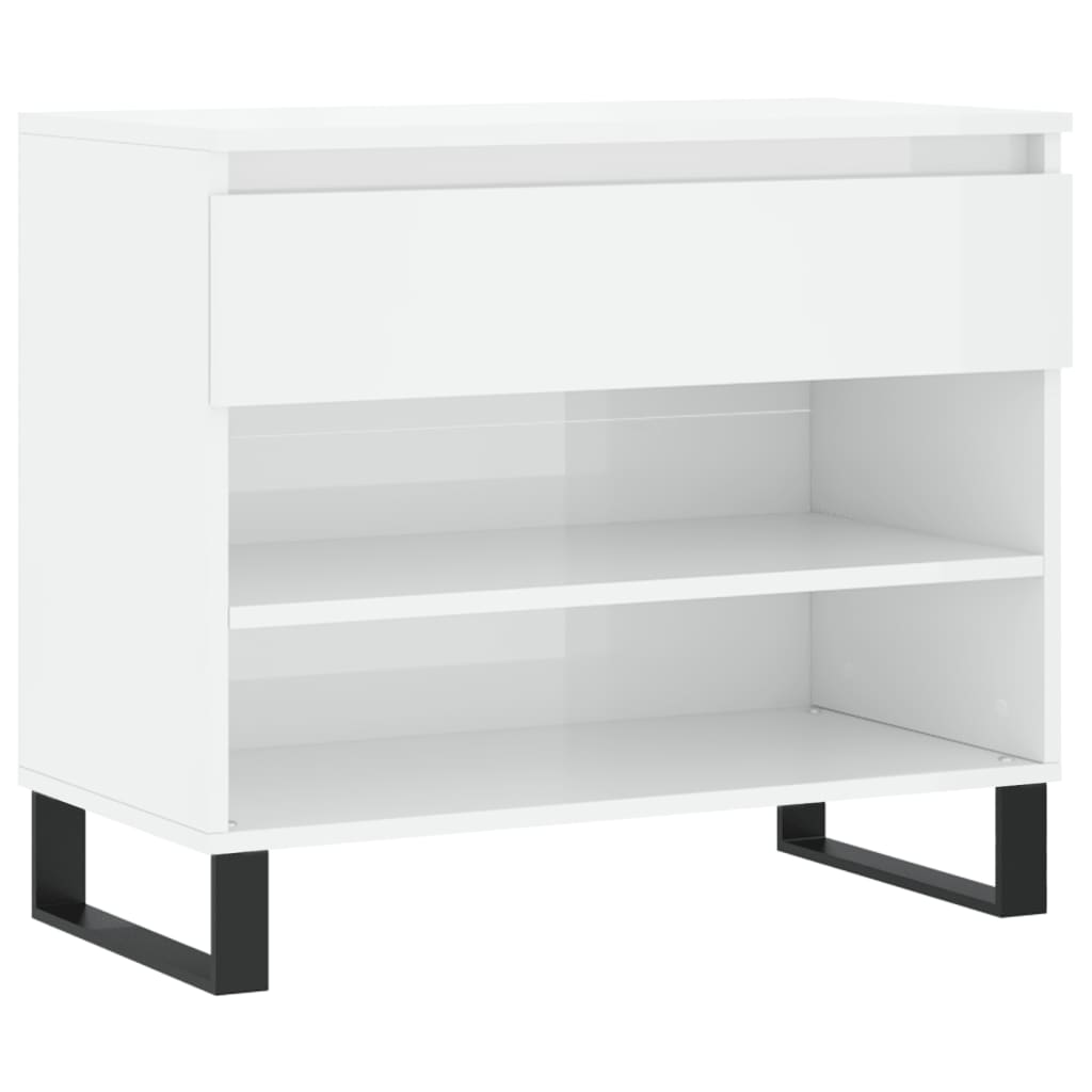 Schuhregal 70X36X60 Cm Holzwerkstoff Hochglanz-Weiß