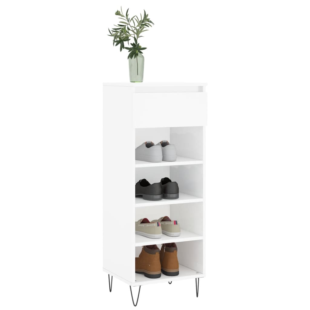 Schuhschrank 40X36X105 Cm Holzwerkstoff Hochglanz-Weiß