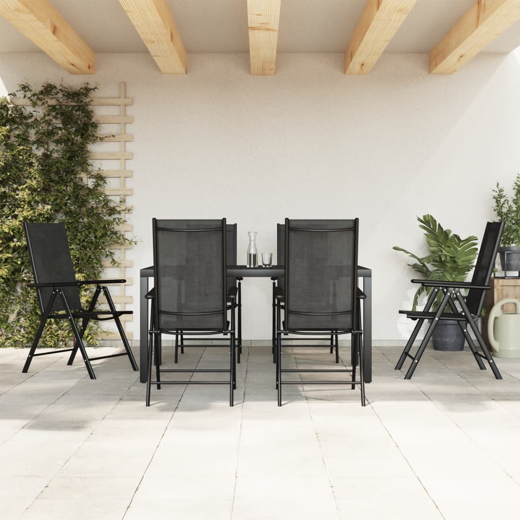 5-Tlg. Garten-Essgruppe Aluminium Schwarz