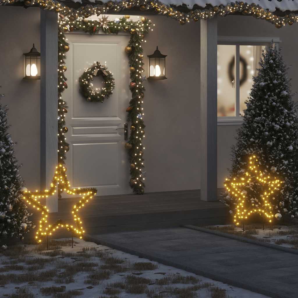 Weihnachtssterne Mit Erdspießen 3 Stk. 50 Leds 29 Cm