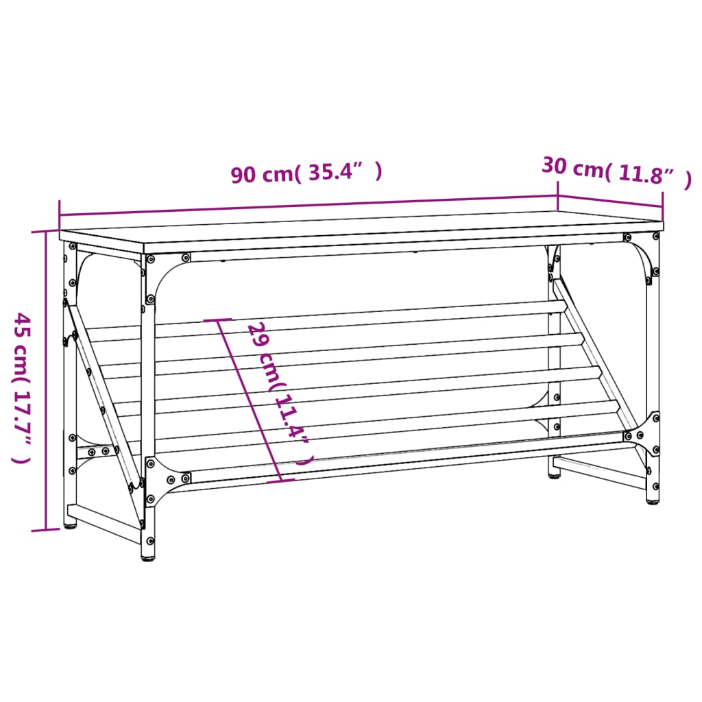 Schuhregal 90X30X Holzwerkstoff Räuchereiche