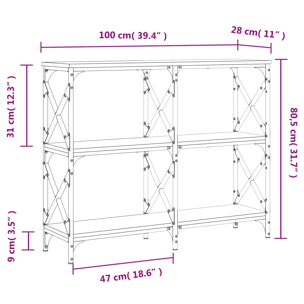 Konsolentisch 100X28X80,5 Cm Holzwerkstoff