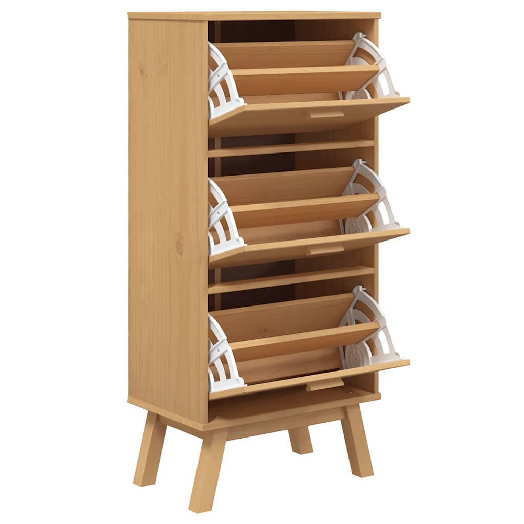 Schuhschrank Olden 55X35X Massivholz Kiefer Braun