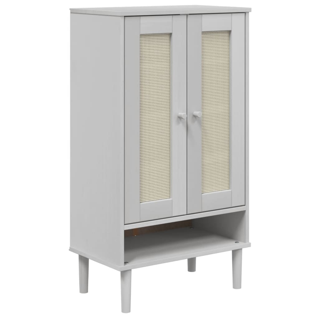 Schuhschrank Senja Rattan-Optik 59,5X35X107Cm Kiefernholz Weiß