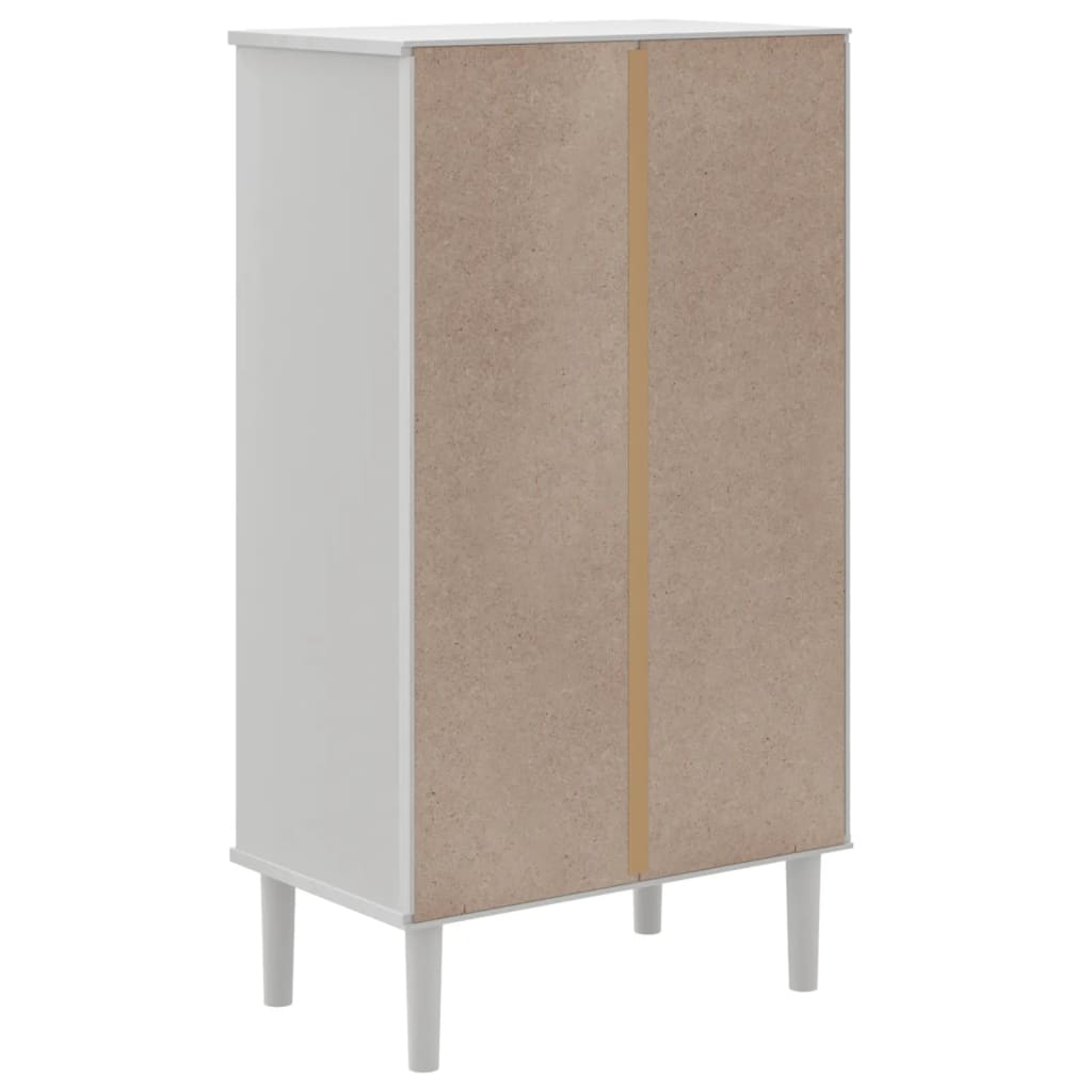 Schuhschrank Senja Rattan-Optik 59,5X35X107Cm Kiefernholz Weiß