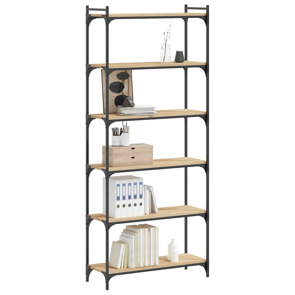 Bücherregal 6 Böden Sonoma-Eiche 80X30X188 Cm Holzwerkstoff