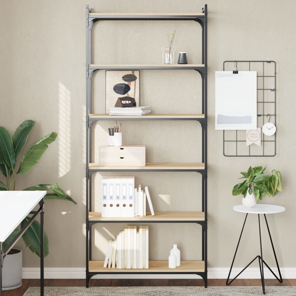 Bücherregal 6 Böden Sonoma-Eiche 80X30X188 Cm Holzwerkstoff