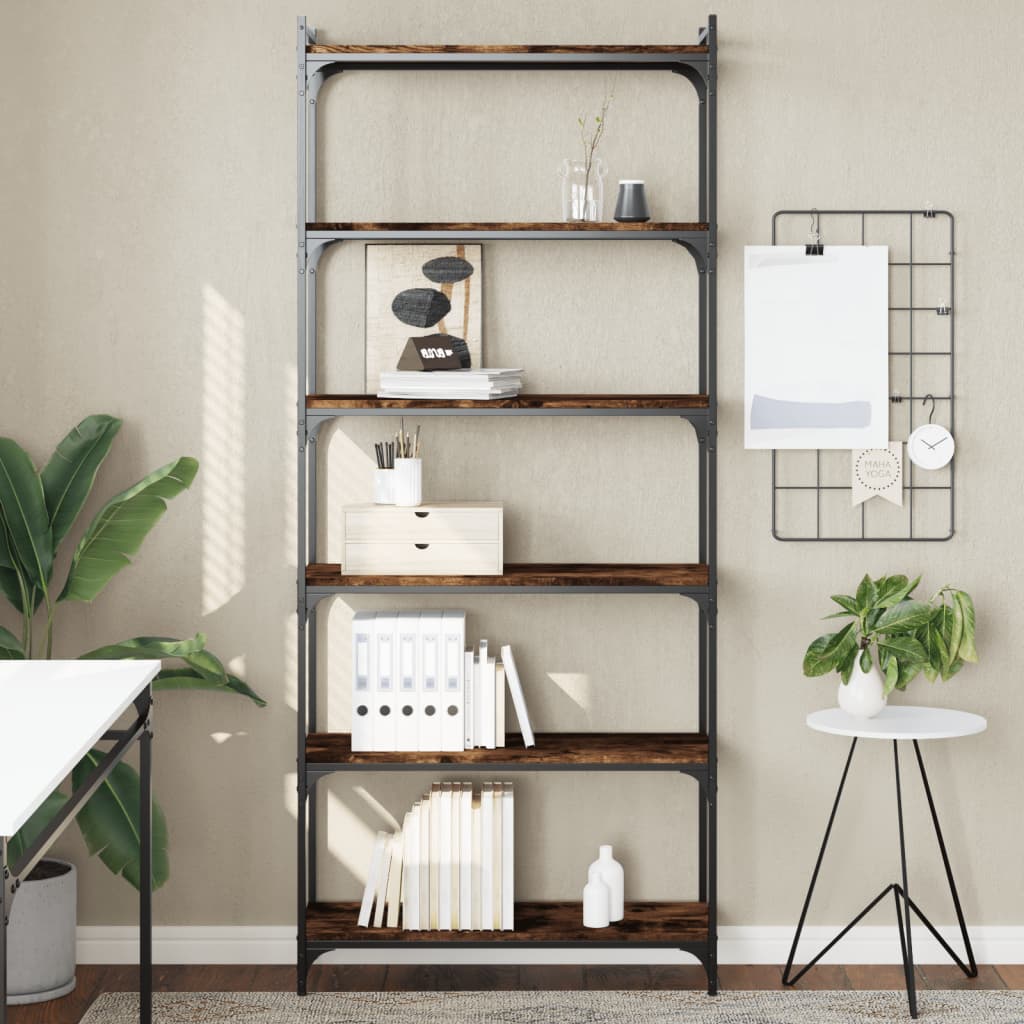 Bücherregal 6 Böden Sonoma-Eiche 80X30X188 Cm Holzwerkstoff
