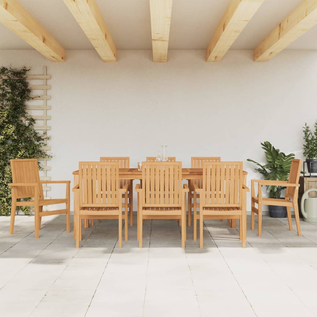Gartenstühle 8 Stk. Stapelbar 56,5X57,5X91 Cm Massivholz Teak