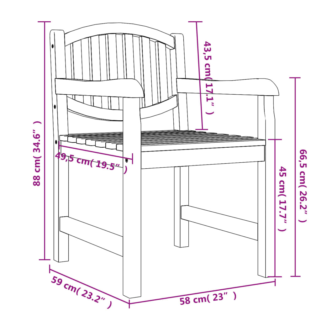 Gartenstühle 4 Stk. 58X59X88 Cm Massivholz Teak