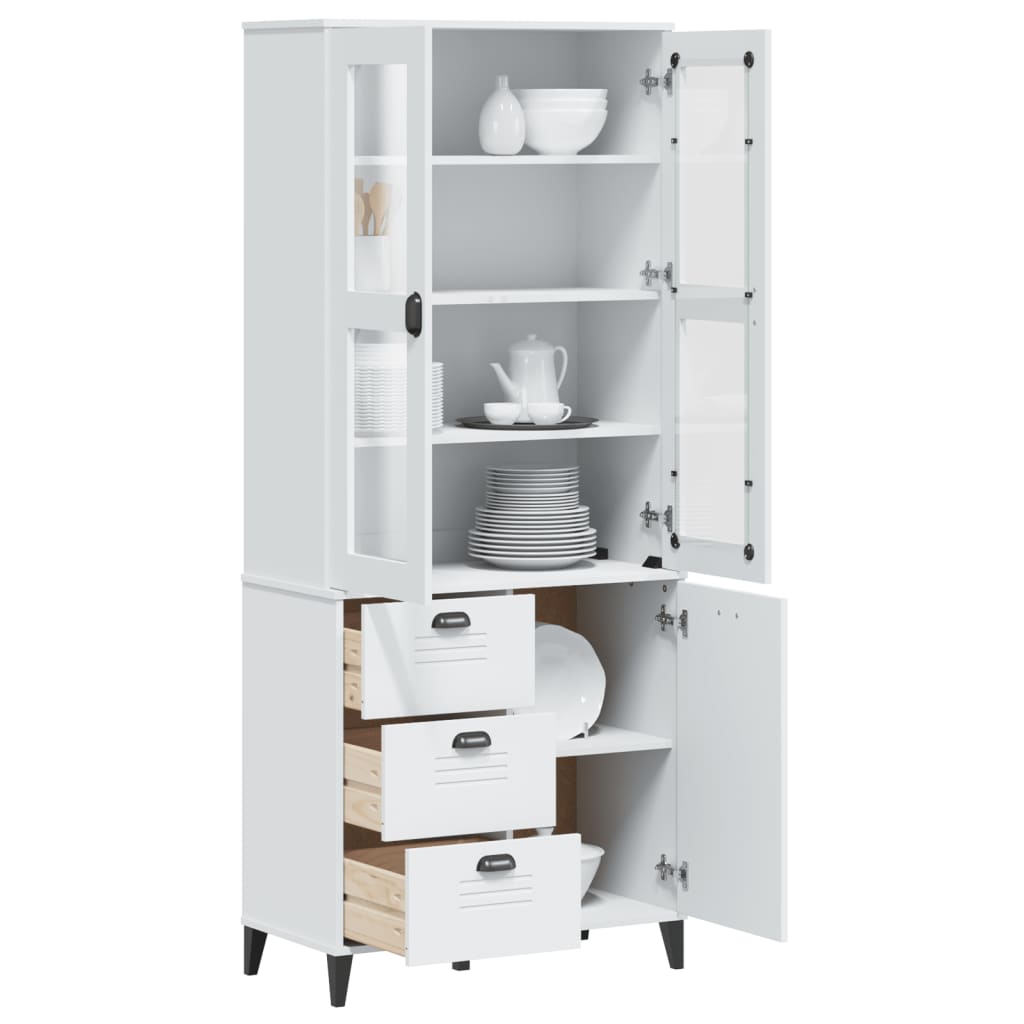 Highboard Viken Anthrazit 80X40X190 Cm Massivholz Kiefer