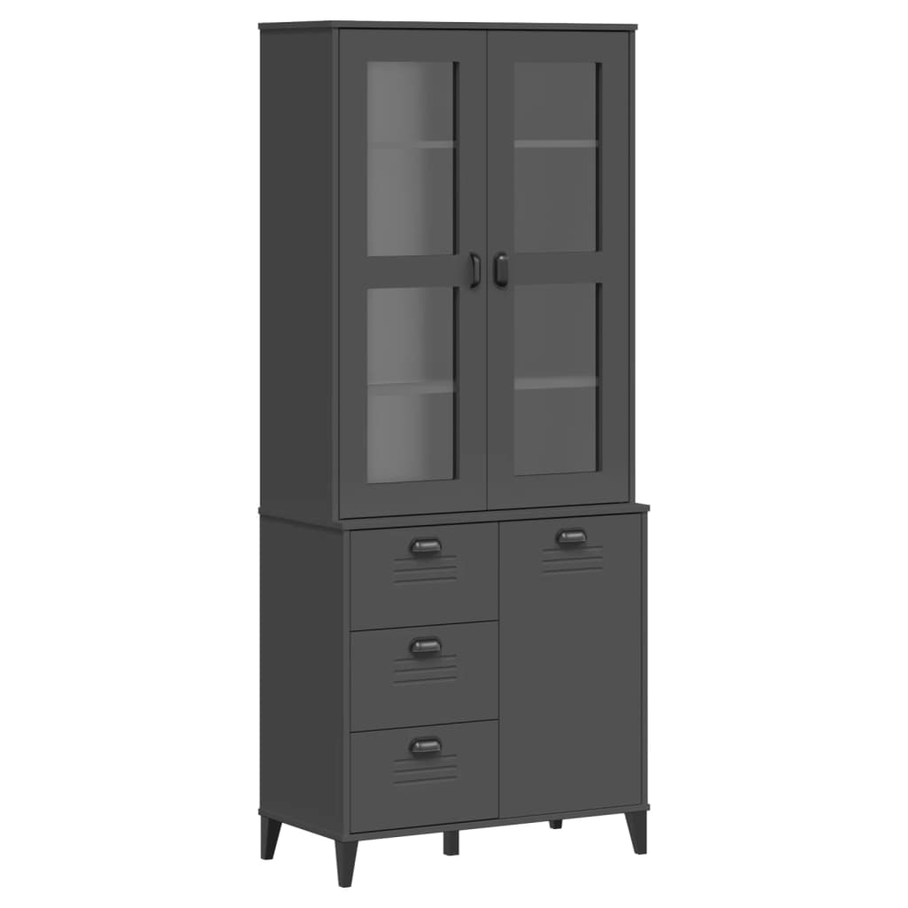Highboard Viken Anthrazit 80X40X190 Cm Massivholz Kiefer