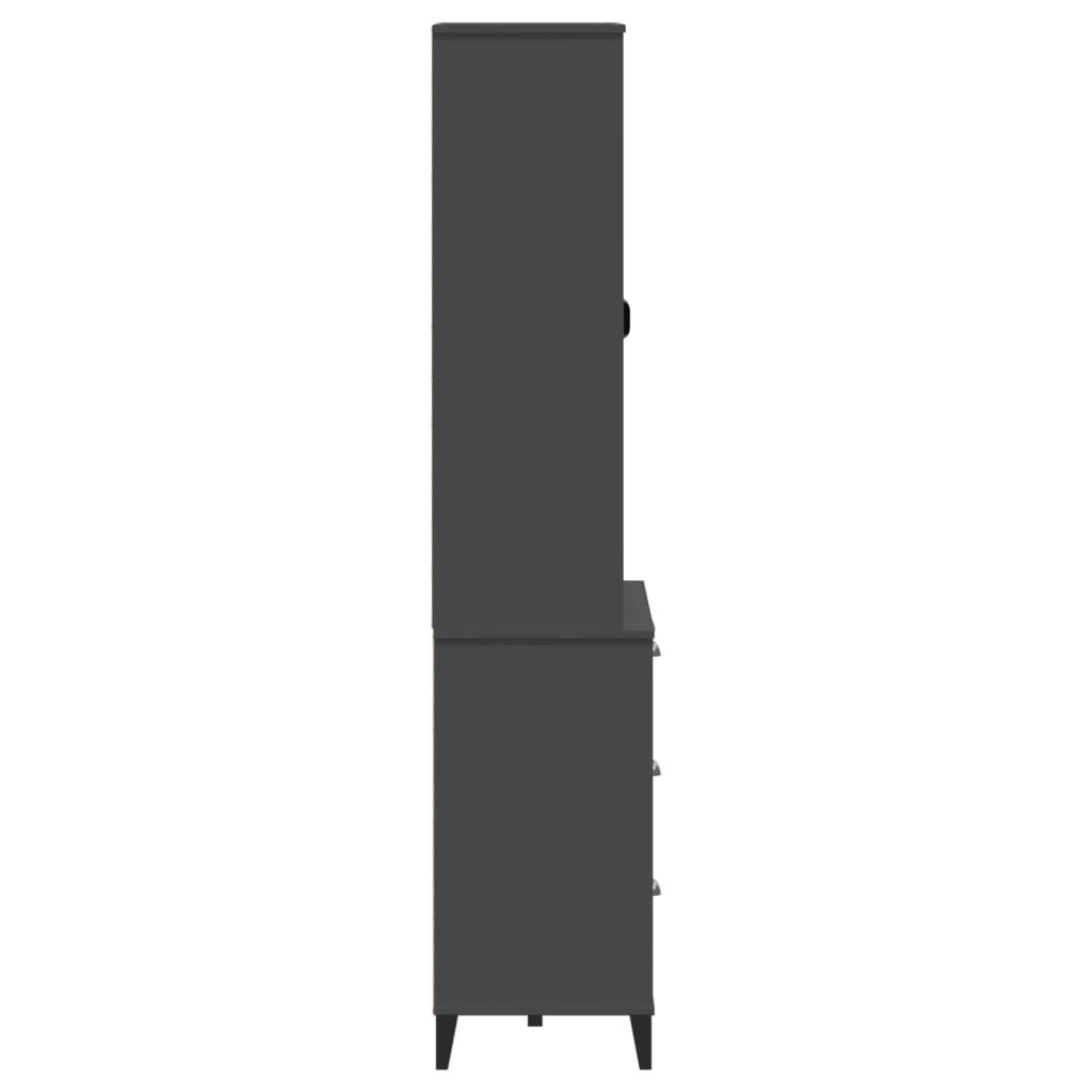 Highboard Viken Anthrazit 80X40X190 Cm Massivholz Kiefer