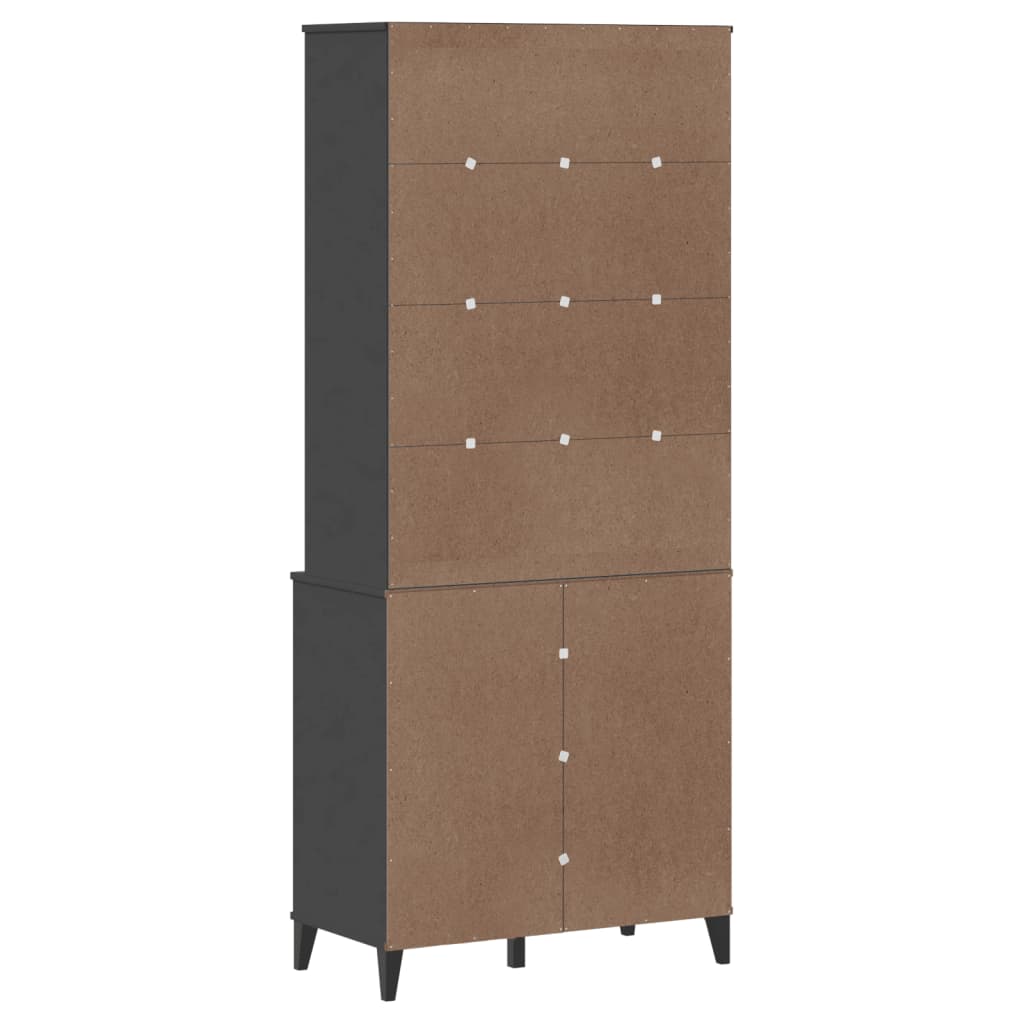 Highboard Viken Anthrazit 80X40X190 Cm Massivholz Kiefer
