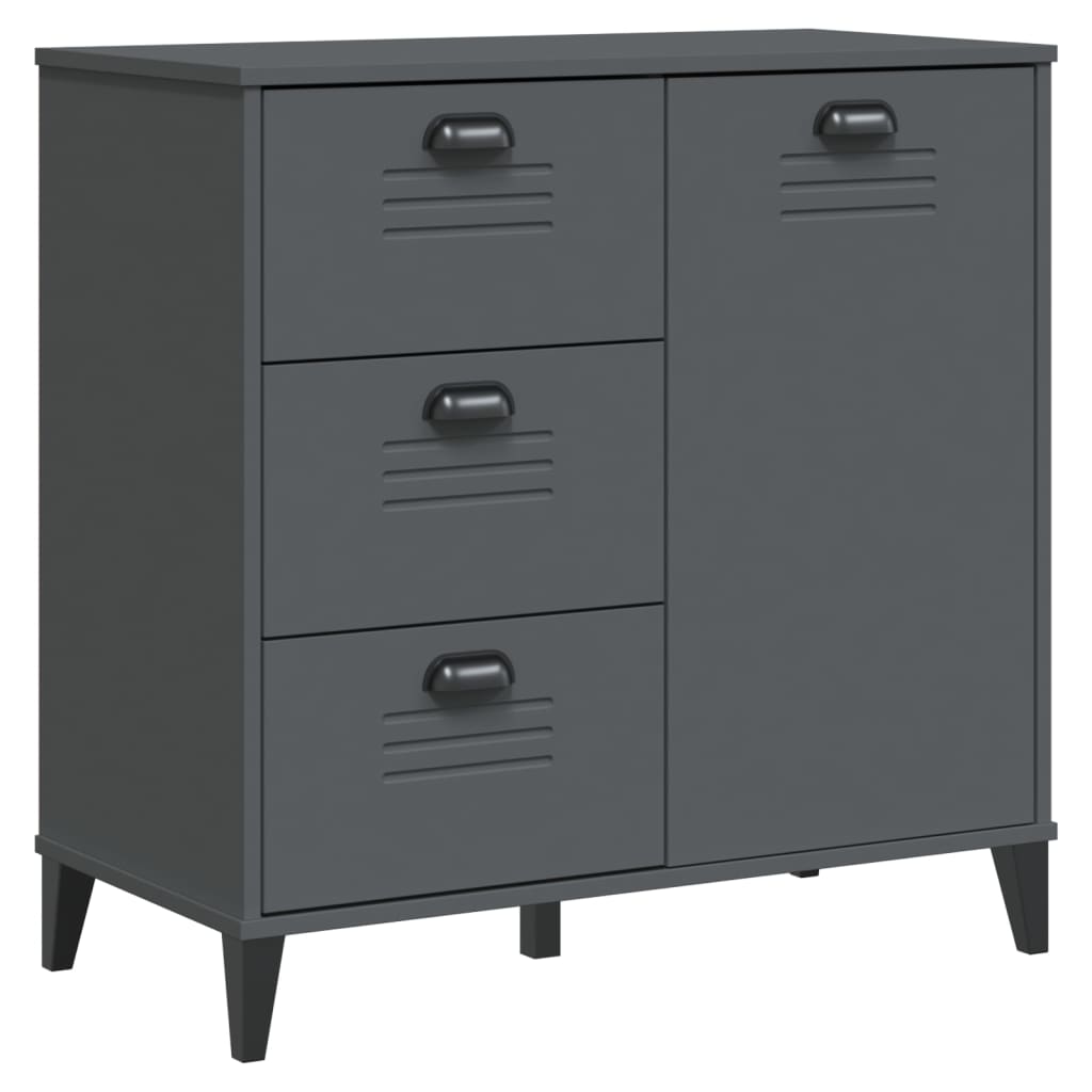 Highboard Viken Anthrazit 80X40X190 Cm Massivholz Kiefer