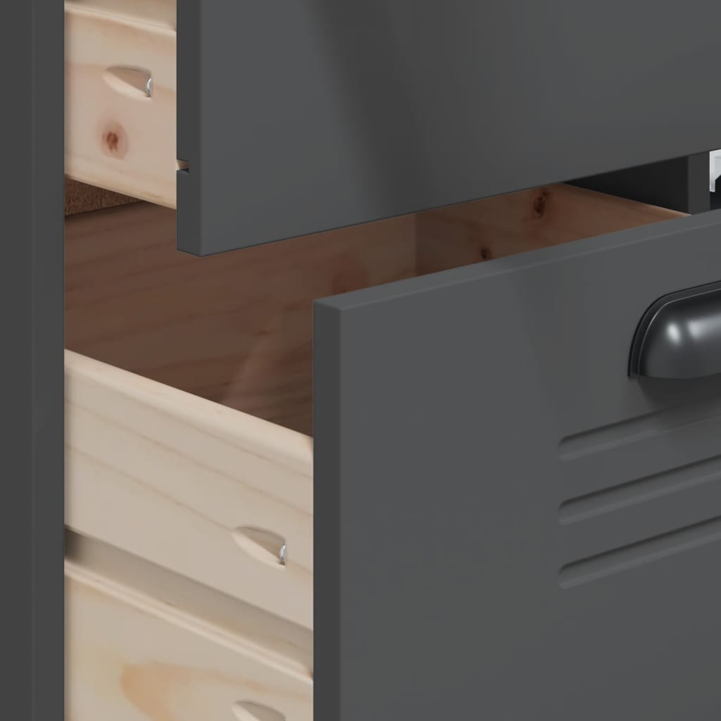 Highboard Viken Anthrazit 80X40X190 Cm Massivholz Kiefer