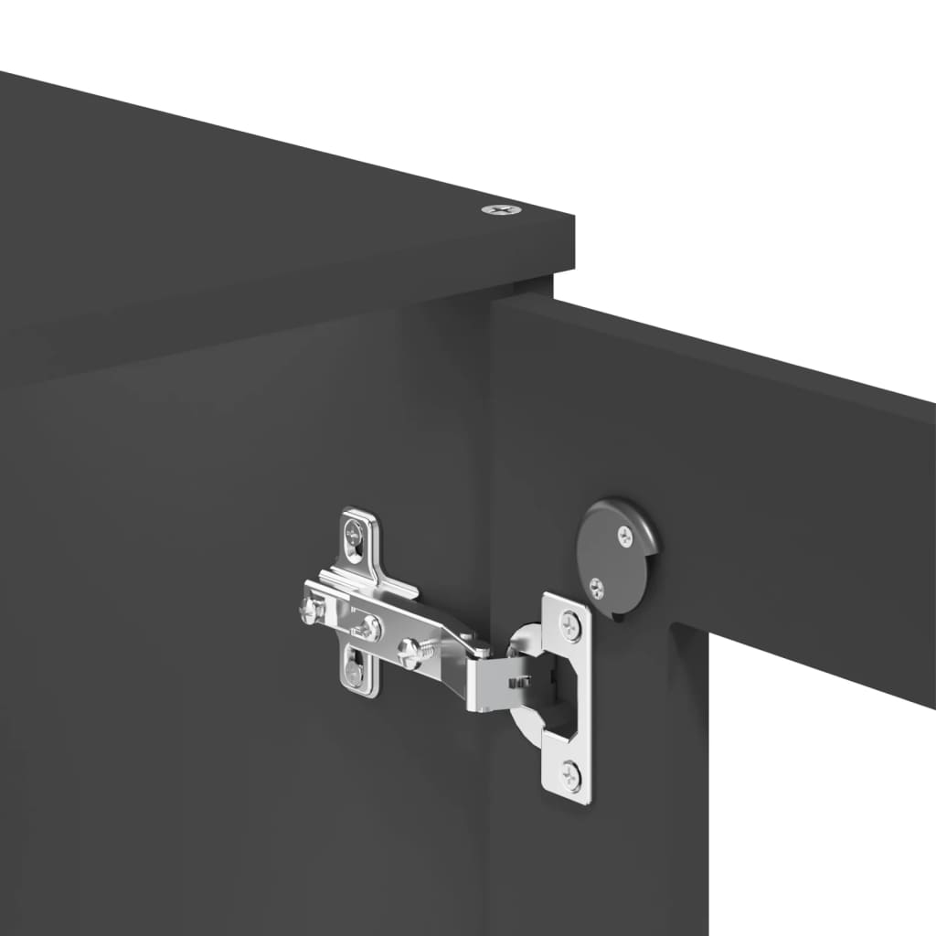 Highboard Viken Anthrazit 80X40X190 Cm Massivholz Kiefer