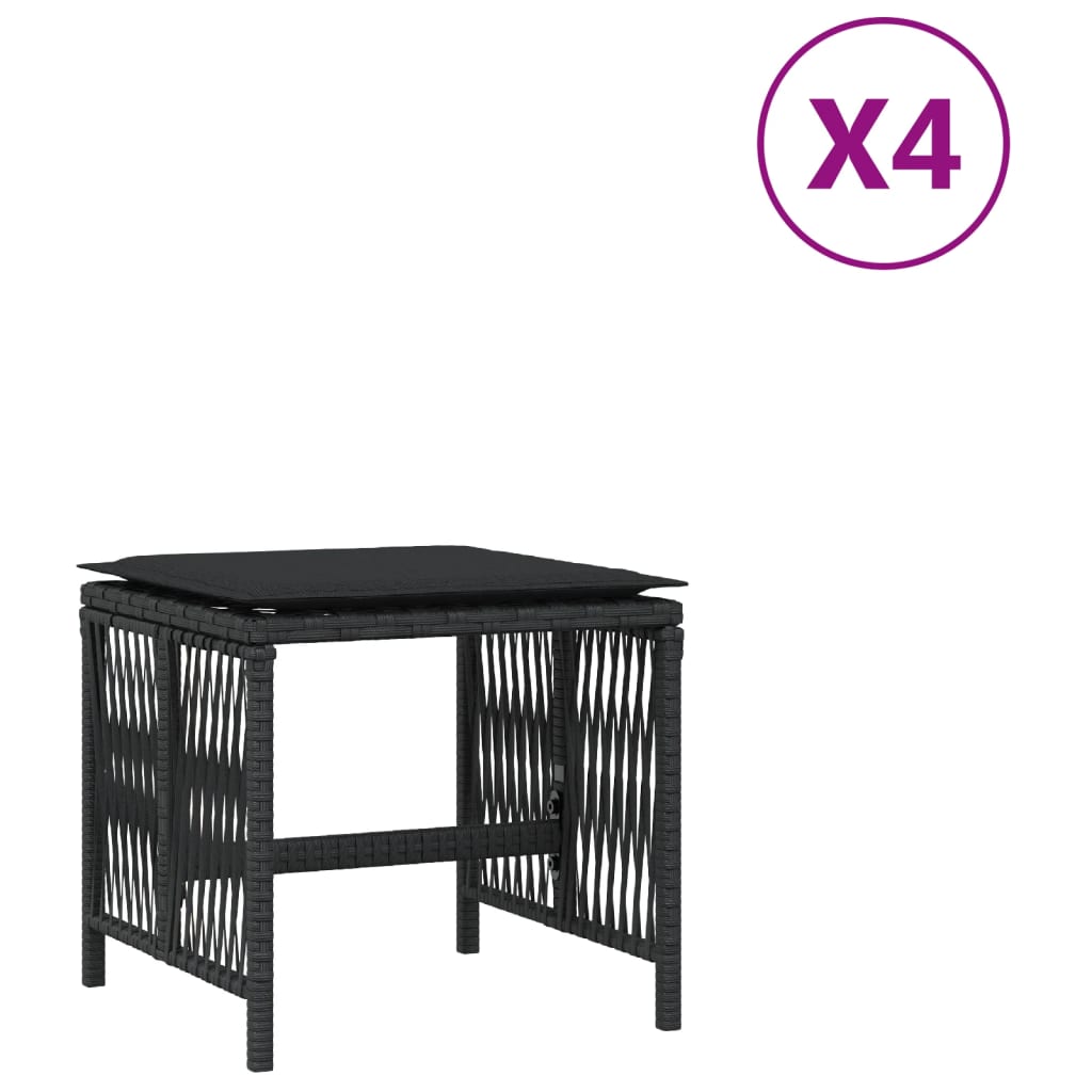 Gartenhocker Mit Kissen 4 Stk. 41X41X36 Cm Poly Rattan