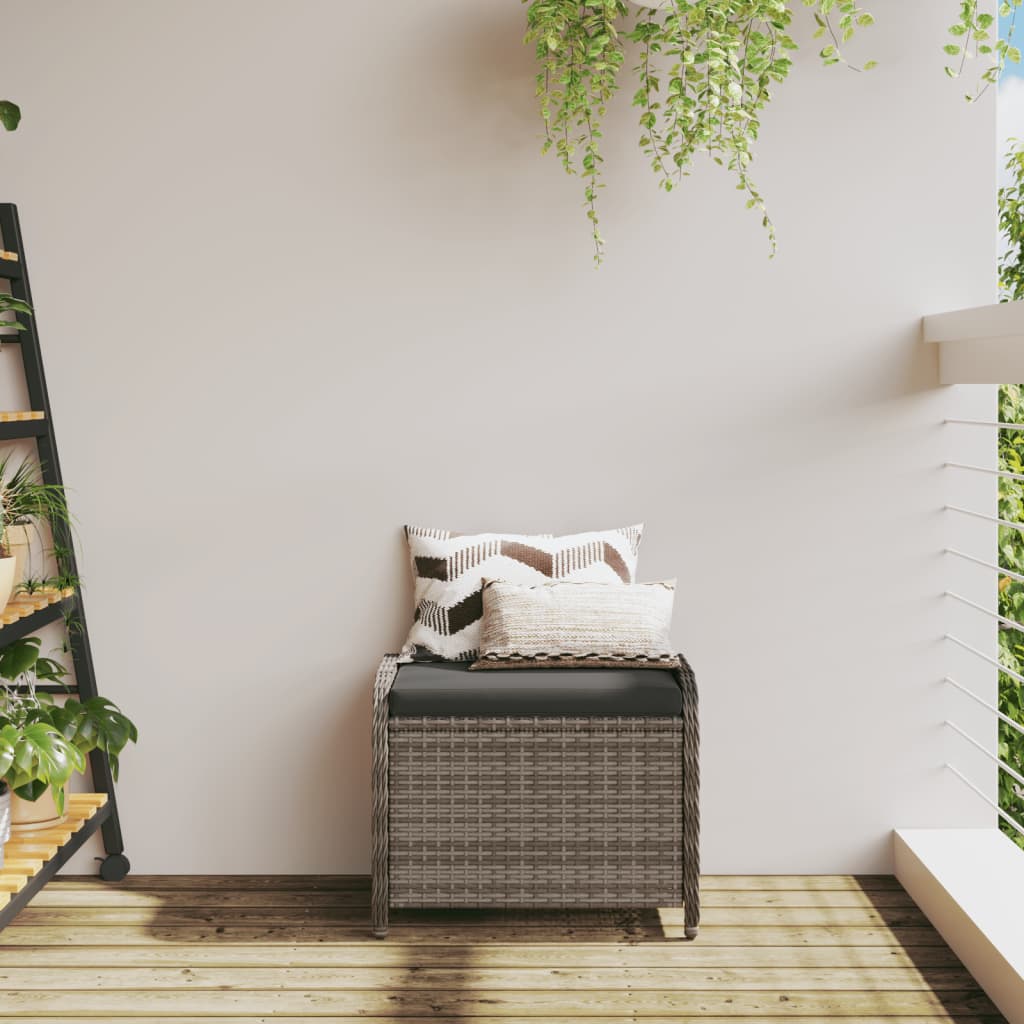 Gartenhocker Mit Kissen 58X46X46 Cm Poly Rattan