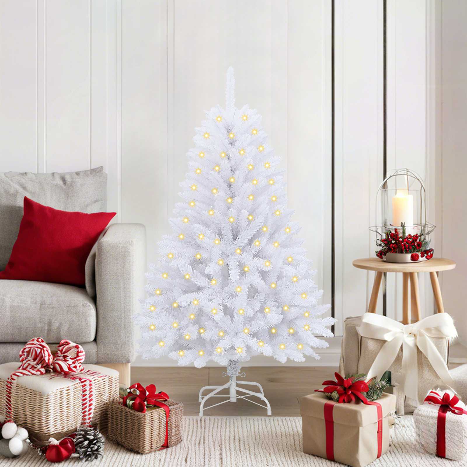 Künstlicher Weihnachtsbaum Klappbar Mit Ständer Weiß