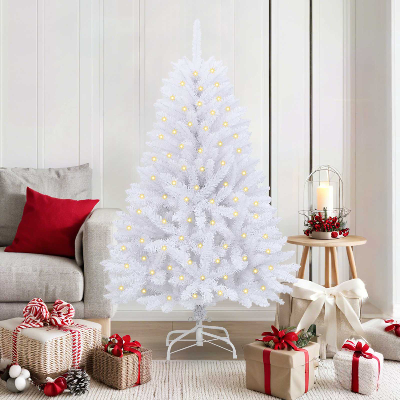 Künstlicher Weihnachtsbaum Klappbar Mit Ständer Weiß