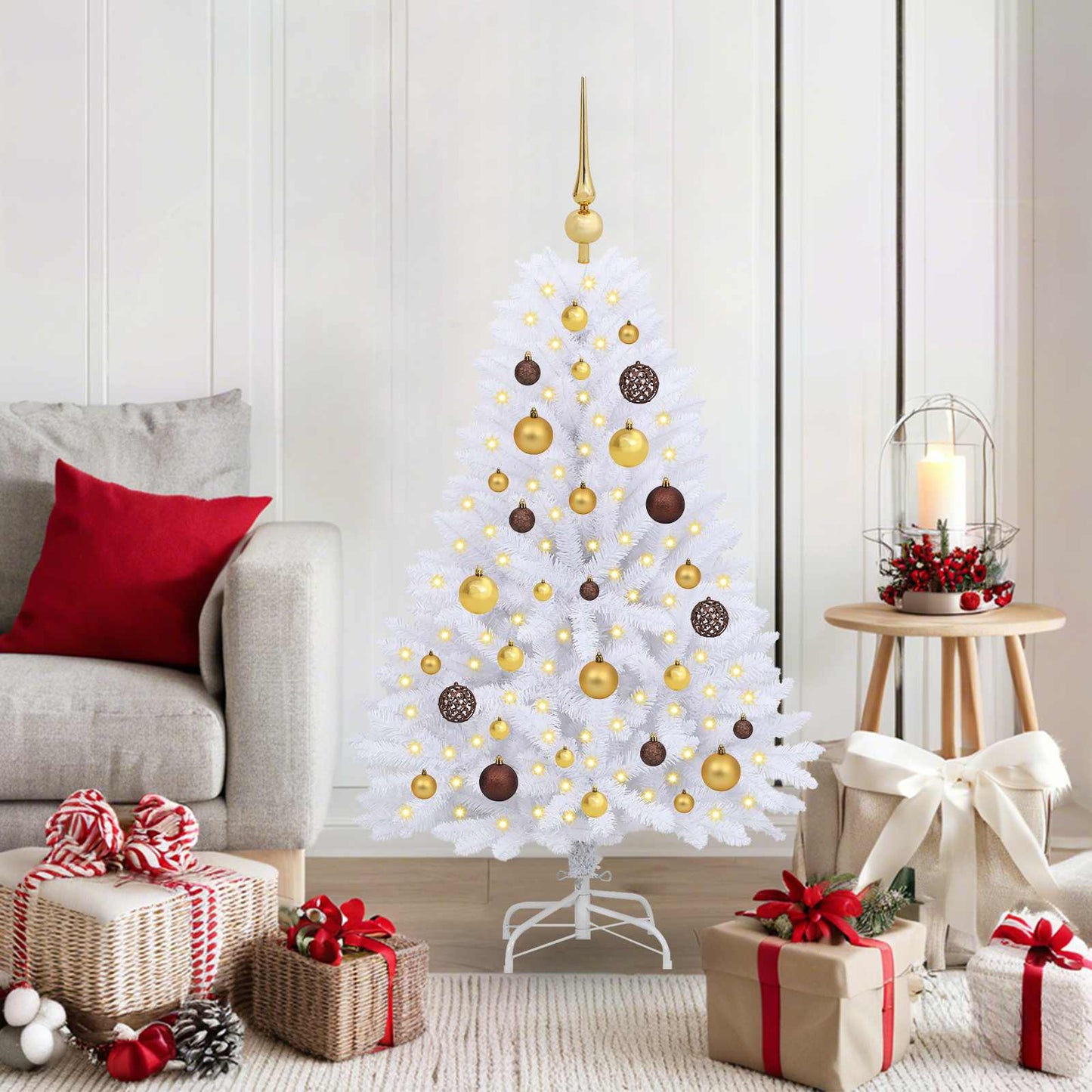 Künstlicher Weihnachtsbaum Klappbar Mit Ständer Weiß