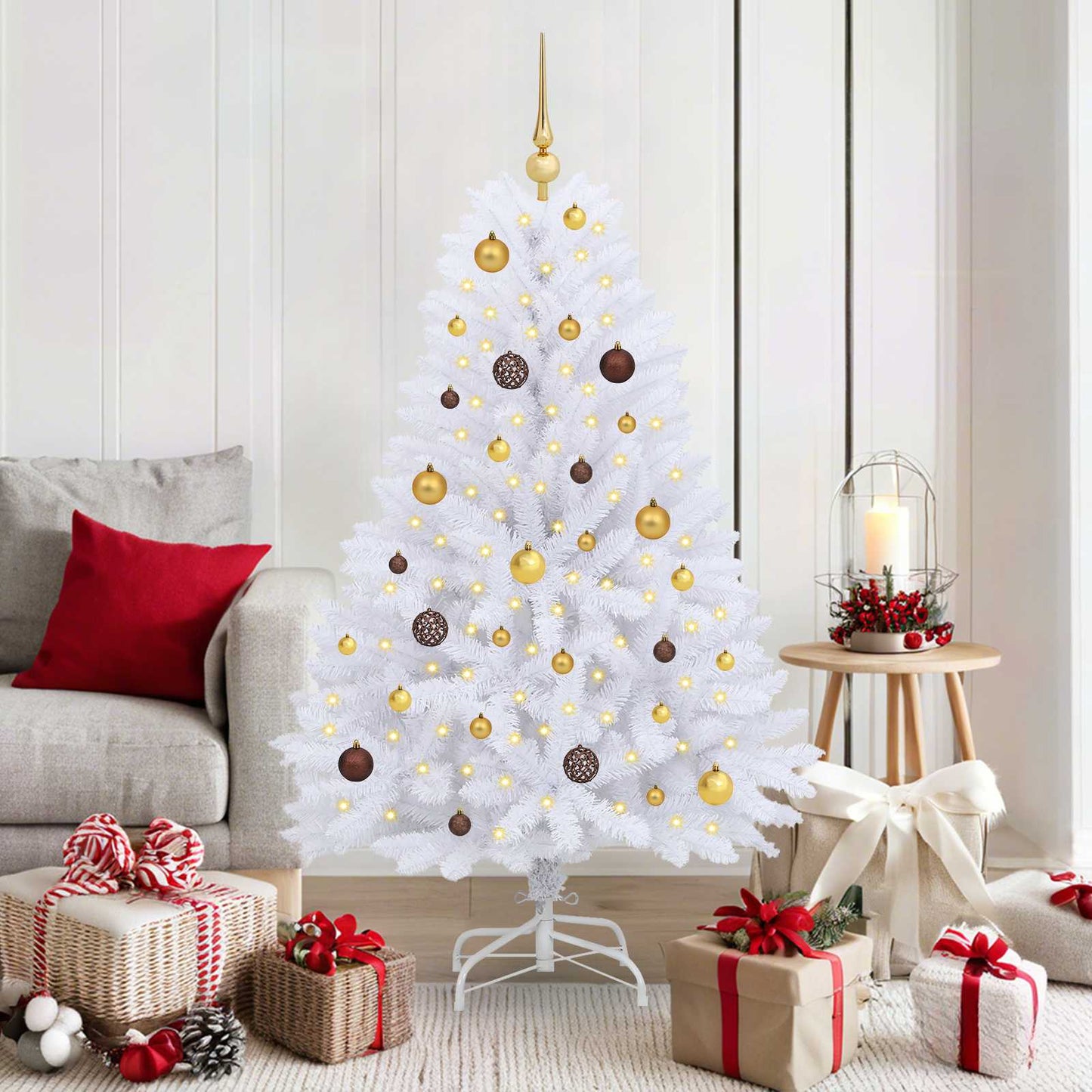 Künstlicher Weihnachtsbaum Klappbar Mit Ständer Weiß