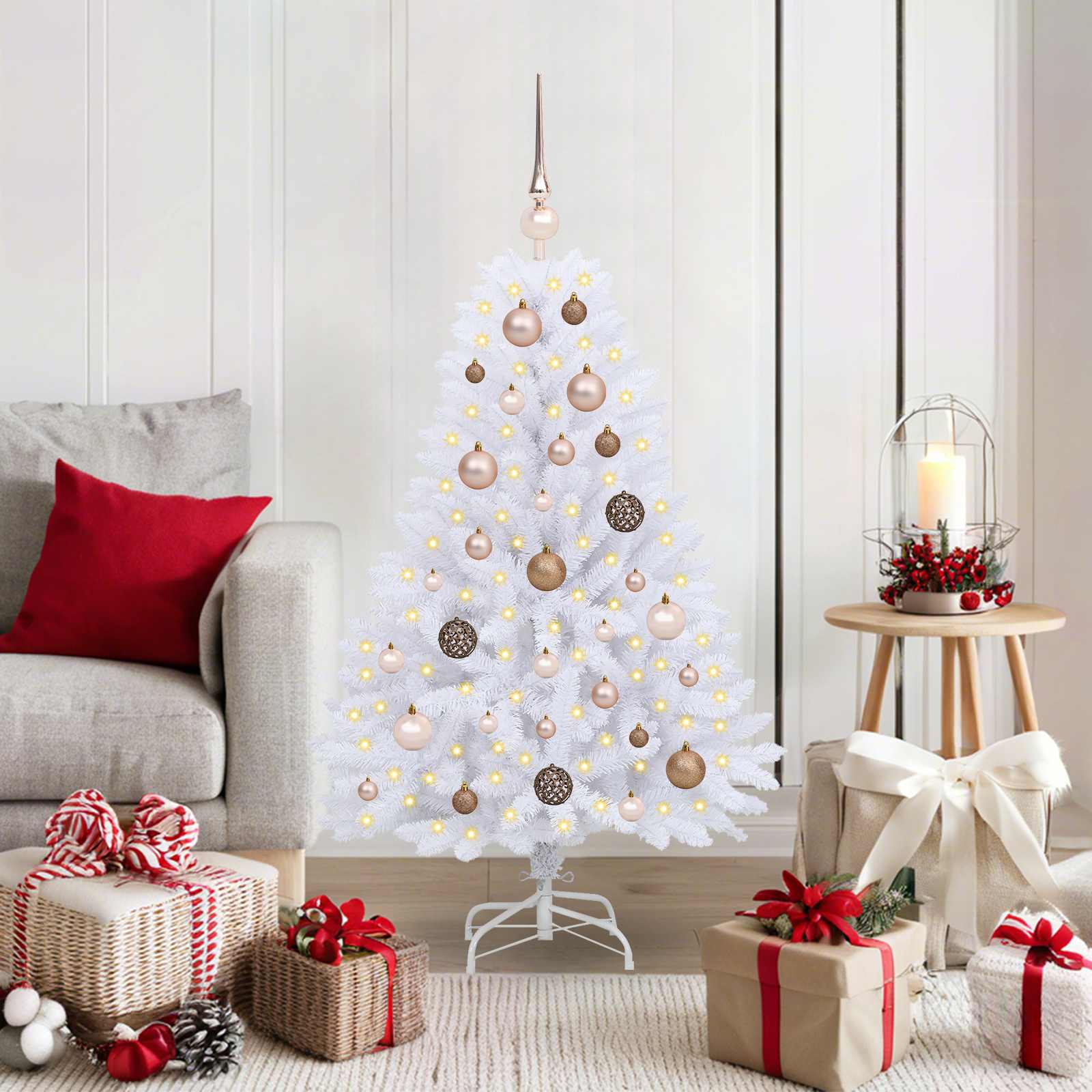 Künstlicher Weihnachtsbaum Klappbar Mit Ständer Weiß